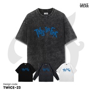 SANZ TWICE t-shirt | Stonewashed washed sandwash t-shirt | Black white longsleeve | TWICE-23