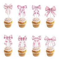 New Product Bow Cake Insert Card Birthday Party Cupcake Decoration Pink Bow Small Insert Card
