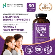 Nano Singapore Digestive Enzyme with Probiotic (60 Capsules) - Gut Wellness Digestion Detox Diet Sup