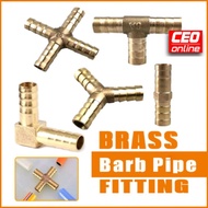CEO 🇲🇾 Brass Barb Pipe Fitting 2 3 4 Way Connector for 4mm 5mm 6mm 8mm 10mm 12mm 16mm Hose Gas Air W