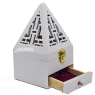 Pyramid Wooden / Kayu Mabkhara incense burner with Bakhoor / incense / gaharu drawer