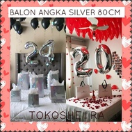 Jumbo Silver Number Balloons 80 cm Birthday Decoration Balloons Happy Birthday Balloons