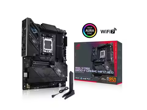 ASUS ROG Strix B850-F GAMING WIFI7 NEO, AMD ATX motherboard, 16+2+2 power stages, DDR5 slots, four M
