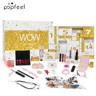 POPFEEL 24 Day Advent Calendar, Full Makeup Kit with Lip Gloss, Foundation, Nail Tools & Jewelry, 24
