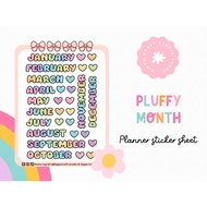 Big Pluffy month | Planner sticker sheet Script
