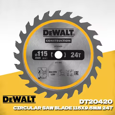 DEWALT DT20420-QZ Circ Saw Blade Cordless Framing 115 X 9.5 MM 24T Saw Blade for Rapid Cutting Power
