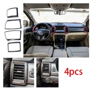 Carbon Fiber Central Control Dashboard Air Outlet Vent Frame Trim for Ford Ranger / Everest 2015-202
