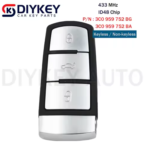 DIYKEY Smart Remote Car Key for Volkswagen Passat B6 3C B7 Magotan CC, 3 Buttons - 433MHz - P/N: 3C0