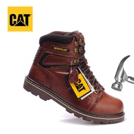 Caterpillar วินเทจกลางด้านบนผู้ชายหนังรองเท้า CAT ทุบหัวเหล็กความปลอดภัยรองเท้าเดินป่ากลางแจ้ง