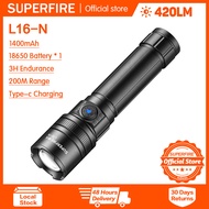 SUPERFIRE L16-T super bright flashlight rechargeable aluminium alloy multiple modes long range led p