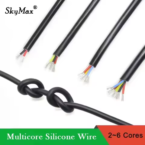 1~10m Black Flexible Silicone Wire Square 0.3 0.5 0.75 1 1.5 2 2.5 4 6 mm x 2 3 4 6 Cores Tinned Cop