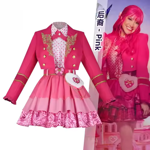 Descendants Wicked Wonderland Pink Cosplay Costume Pink Dress Full Set Cosplay Outfit For Comic Con 