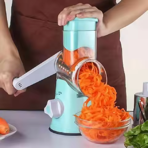 Multi color multifunctional drum type hand cranked vegetable slicer, household kitchen vegetable sli