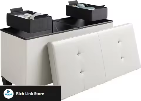 Storage Ottoman Bench with Storage Bins, 30-In , Bench for Bedroom End of Bed, Folding Foot Rest Ott