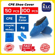 CPE Shoes Cover 50 &100pcs/pack 4.0g Blue Disposable Non-Slip Waterproof Dustproof Shoes KLC CAPITAL