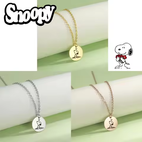 Snoopy Fashion Vintage Necklace Cute Cartoon Stainless Steel Pendant Jewelry Women Simple Necklaces 