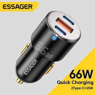 Essager 66w/100w car charger intelligent shunt car charger socket dual type c car charger fast charg