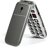 4G Volte Flip Mobile Phones Unlocked for Seniors, Big Buttons Cell Phone for Elderly & Kids, Clear S