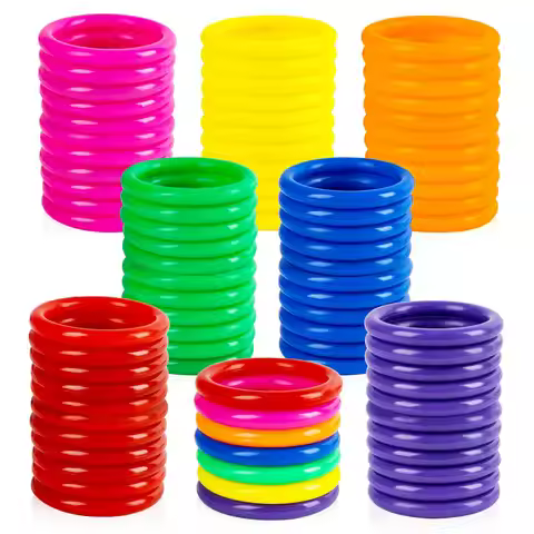 Mini Ring Toss Game - 70PCS 2.1 Inch Plastic Rings for Adults, Wedding, Carnival, Can Toss, and Pool
