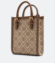 Tory Burch Mini Tote Bag Monogram Canvas Brown