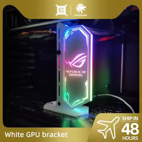 White GPU Bracket RGB VGA Stand Video Card Support ASUS ROG Vertical 12V/5V Customized Gamers MOD PC
