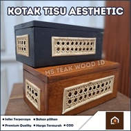 Moto Ero Aesthetic & Rattan Woven Wooden Tissue Box Rattan Craft Tissue Box/