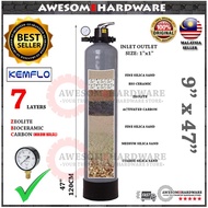 (7 LAYER HOME USE) KEMFLO USA 0942 FRP OUTDOOR WATER FILTER SAND FILTER WITH NIKOM CARBON ZEOLITE BIO CERAMIC