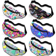 6 Pcs 80s 90s Retro Vintage Fanny Pack Memphis Fashion Waist Packs for Men Women Adjustable Casual W