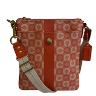 二手COACH 43625 歐普藝術印花肩背包/斜背包，粉紅色