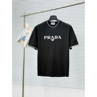 PRADA/PRADA Summer Short-Sleeved T-Shirt Large Size Classic Top Round Neck Temperament Light Sports 
