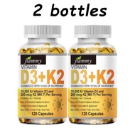 ธรรมชาติ Vitamin D3 K2 10000 IU (250 mcg) D3 + 200 mcg K2 MK7 ，การบำรุงกระดูก ฟัน และกล้ามเนื้อ120 แ
