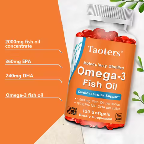 Omega 3 Fish Oil Capsules DHA EPA Soft Gels Non-GMO Gluten Free Dietery Supplement