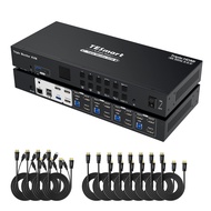 TESmart USB 3.0 HDMI KVM Switch 3 Monitors 4 Computers 4K@60Hz, Headset, Audio&Microphone, EDID emul