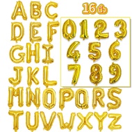 A-Z Letter Foil Balloons Number 0-9 Gold Color 16 Inches