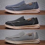 Men's linen Canvas Shoes slip-one Causal Loafers big size 39-47