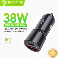 BAVIN PC920 20W PD Fast Charging Car Charger Dual USB & Type-C Port Widely Compatible for iPh 16