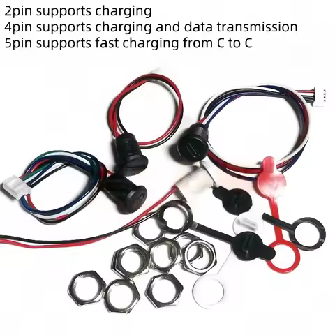 1-10pcs 2Pin-6pin USB-C Type-C TPC Waterproof Connector PH2.0 Cable female jack Socket With LED PPD 