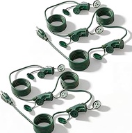 2 Pcs 20FT Outdoor Extension Cord for Yard Landscape Inflatables Lighting Decor, 1 to 3 Splitter Ext