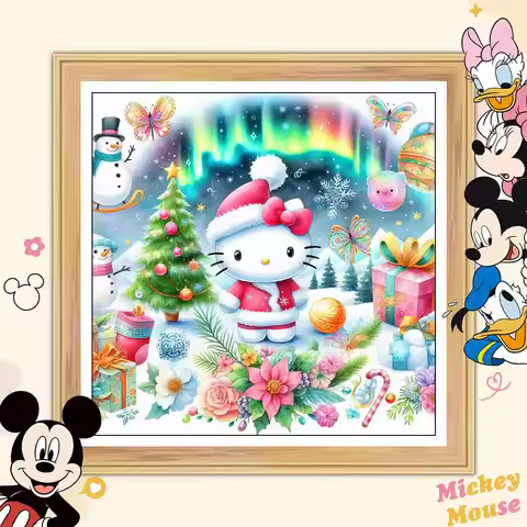 DIY Diamond Embroidery Hello Kitty Full Drill Mosaic Christmas Tree 5D Diamond Art Painting Kit Cart
