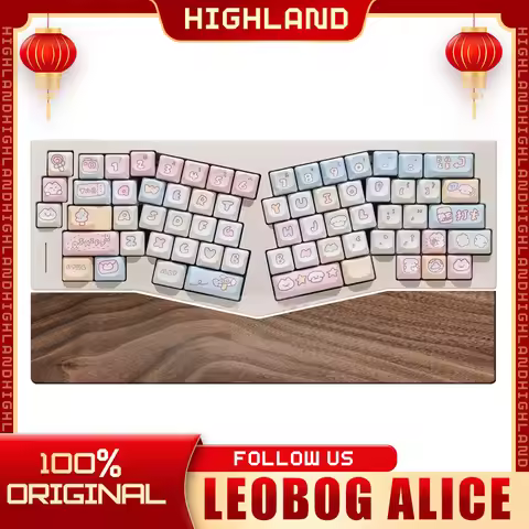 Leobog Alice A75 Keyboard Palm Stand Walnut Wood Custom Support Wrist Pad Adapter Keyboard Ajazz Aks