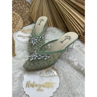 Dhara sage green 7cm Glass wedding Shoes