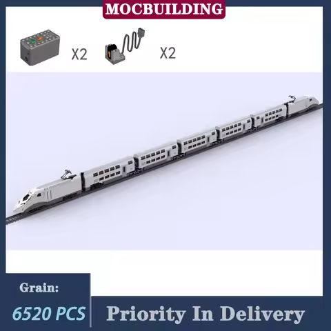 TGV M MOC City Electric Train Model Building Blocks Assembly Train Transport Vehicles Collection Toy