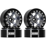 INJORA 1.3" Aluminium Beadlock Wheels -5.25mm Offset untuk SCX24 TRX4M 1/24 1/18 RC Crawler (Kelabu)