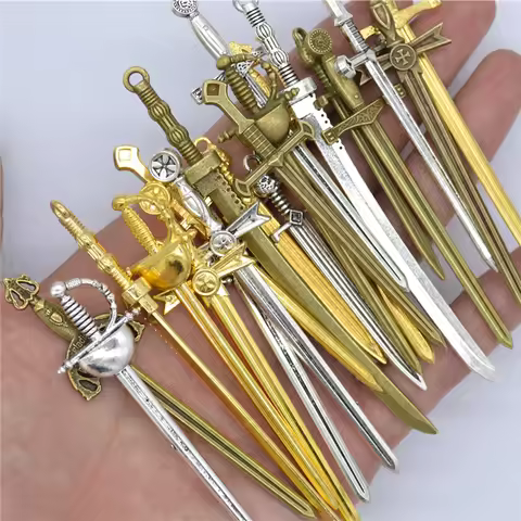 7style 7pcs 6 Color Samurai Knife Charms Alloy Metal Katana Pendants For DIY Handmade Jewelry