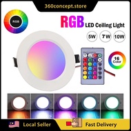 RGB LED Downlight 5W 7W 10W Colorful Remote Control Ceiling Downlight Dimming Round Spot Light Indoor Bedroom Kitchen