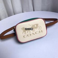 Chris 精品代購 COACH 寇馳75907 拼色寬版肩帶小相機包 胸包腰包 白色斜背包 女包  原裝正品 美國代購