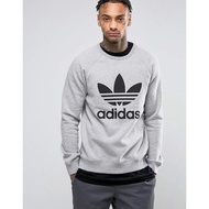 ADIDAS Men Women TREFOIL CREW Lining Brushed Cotton T Gray [BK5866]