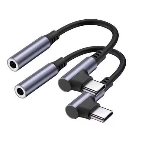 L Shape USB C To 3.5mm Jack Earphone Adapter Type C To 3.5mm Audio Cable Converter For iPhone 17 16 