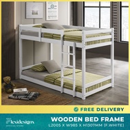 Double Decker Bed / Solid Wood Structure / Simple Design / Budget Bed/ Bedroom Furniture / White Frame / Small Room Bed / Kid &amp; Adult Bed Flexidesignx DREAMZ