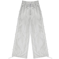 Ruo Bei Xuan ZiziFei ดีไซน์เซ้นส์เข้ารูปพอดีแบบอเมริกันโบว์ขากว้างกางเกงลำลองแห้งเร็ว